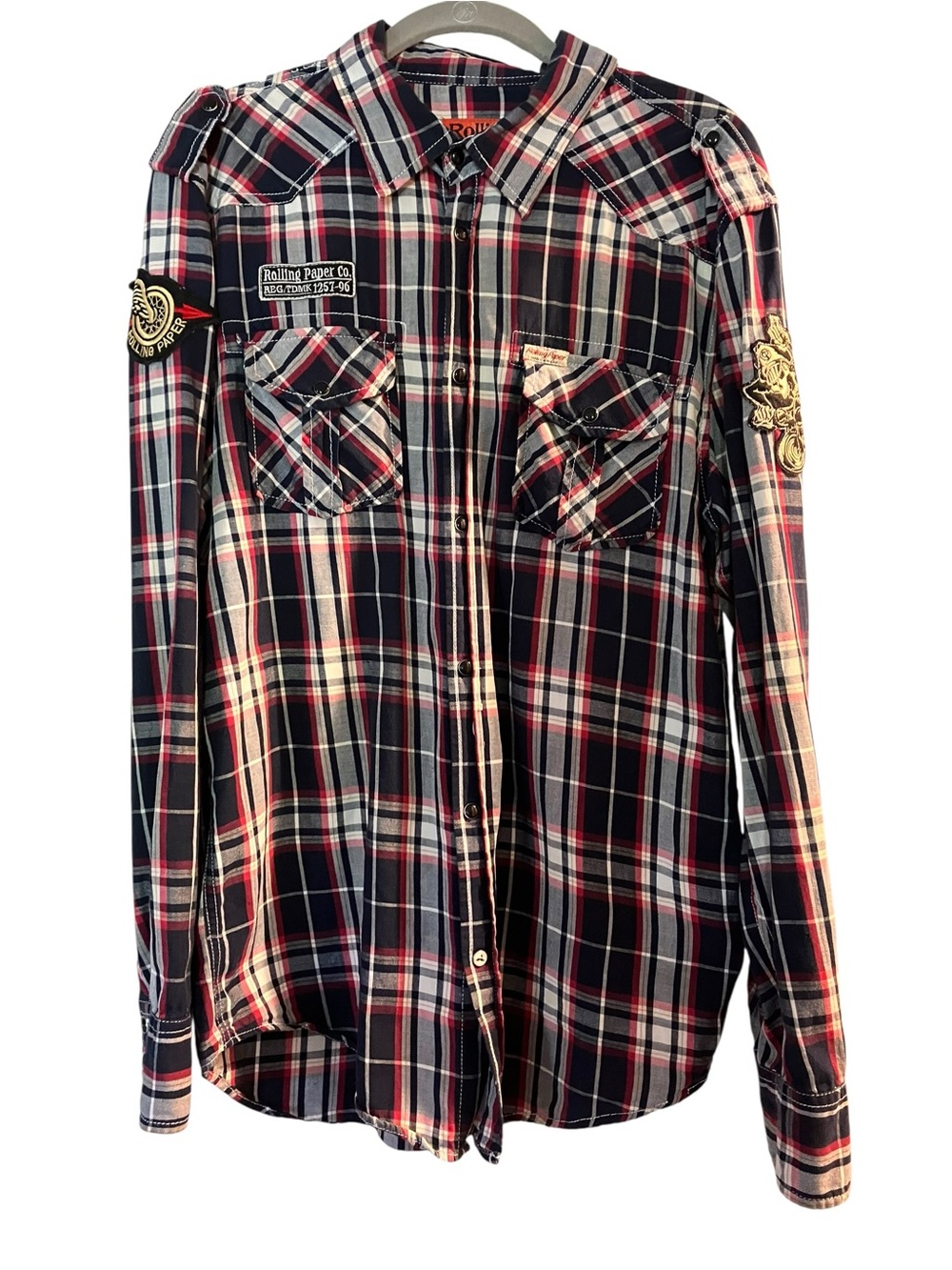 Rolling Paper Men’s Long Sleeve Plaid Shirt XL